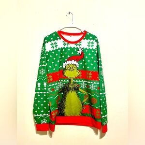 Ugly Grinch Mens XL Sweater Funny Christmas Pullover Holiday Plush Dr Seuss